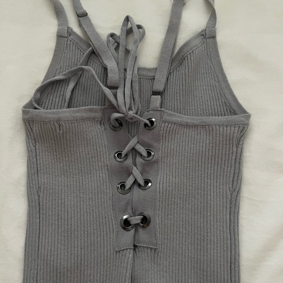 Mini Grey Ribbed Dress - Picture 2 of 2